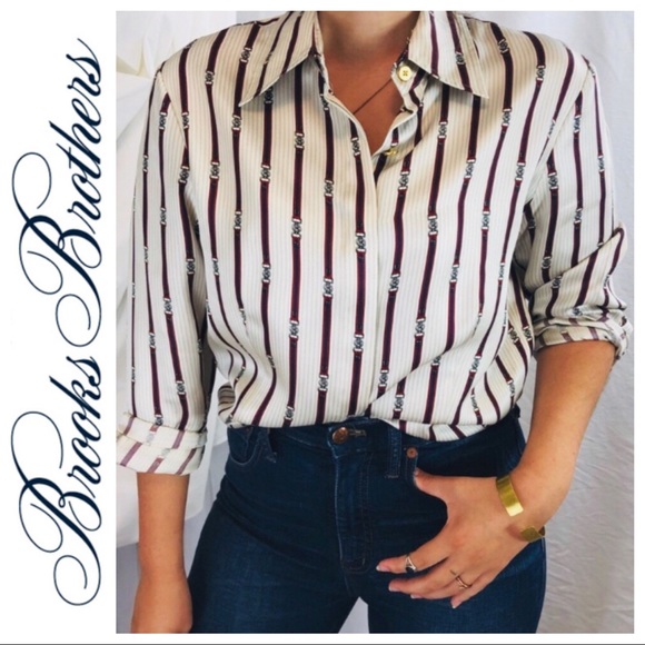 Brooks Brothers Tops - Brooks Brothers Silk “Belt” Print Button Down